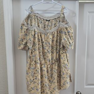 BloomChic Yellow Floral Dress with Lace Detail